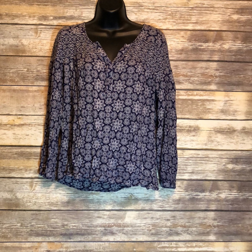 Long sleeve blue floral shirt